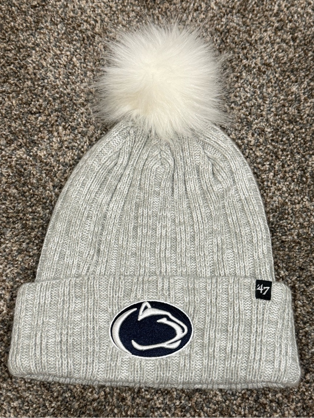 'Penn State: Nittany Lions 47 Brand Light Gray Pom Knit Beanie Hat : warm : PSU